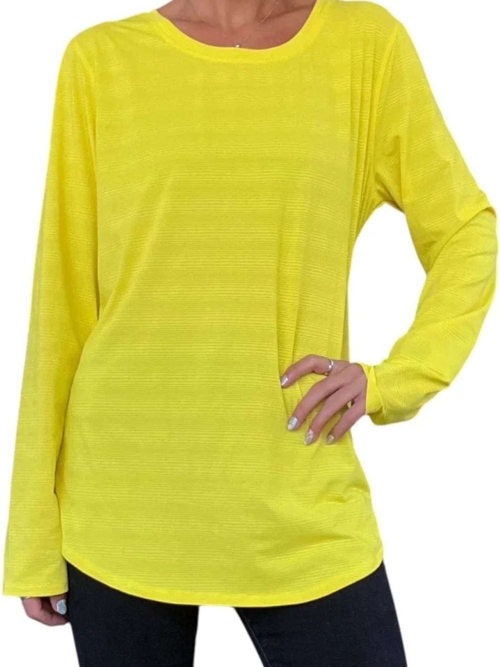 ZYIA Neon Yellow Long Sleeve Crewneck Top